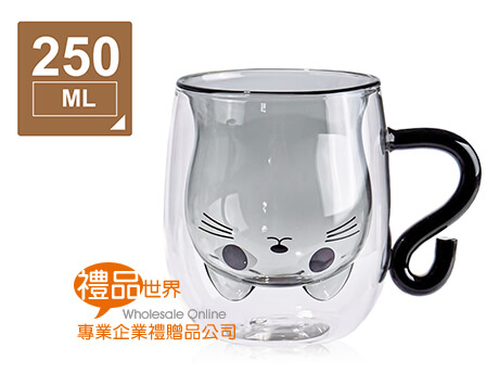 大眼貓雙層玻璃杯250ml