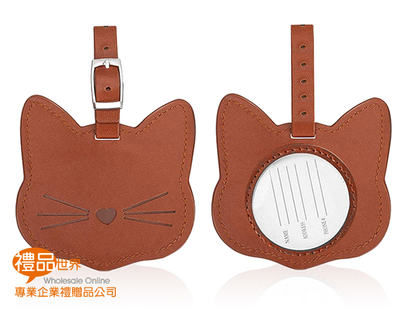 客製化貓咪造型皮革行李吊牌