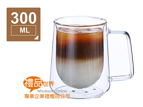 質感雙層透明玻璃杯350ml
